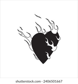 ilustración vectorial del corazón con concepto de fuego