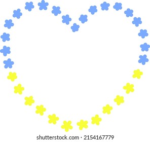 vector illustration heart flag of ukraine peace no war love flowers