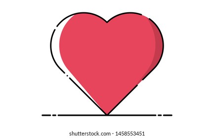 Vector illustration of a heart in flat style, icon, template for sites.