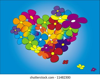 vector illustration - Heart of flowers