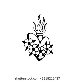 vector illustration of heart with flowers concept