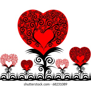 vector illustration of a heart flowers isolated on white background