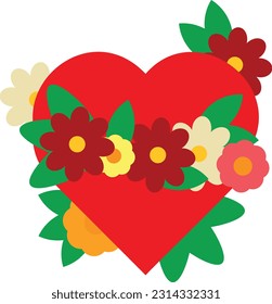 Vector illustration of a heart full of flowers. Cultivation of feelings. Self love and personal growth.