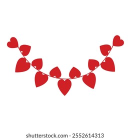 Vector illustration of heart garland string 