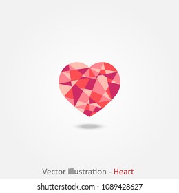 Vector illustration, Heart geometric isolated on background for your love work