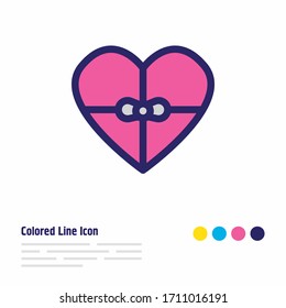 Ilustración vectorial de la línea coloreada del icono de regalo del corazón. También se puede utilizar como elemento de icono actual un bello elemento navideño.