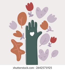 Ilustración vectorial Guardar del corazón y el icono de la mano cuidado