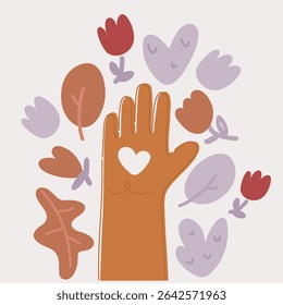 Vector illustration of Heart in hand icons set. Hands holding heart icon. Love icon. Health, medicine symbol. Healthcare hands holding