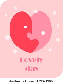 Vector illustration of heart.Two hands in gloves in the shape of a heart.Light pink soft tones.