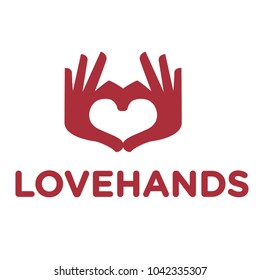 vector illustration of heart hands love logo