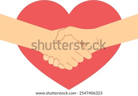 Vector illustration of a heart and handshake