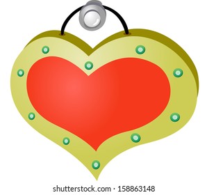 Vector illustration of a heart hanging from the wall