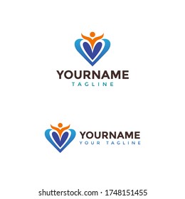 vector illustration of a heart and healthy person symbol - Isolated on a white background, just add your name to your design, logo design