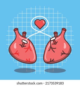 Vector illustration of heart and hearts. Celebrating World Organ Donor Day.