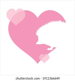 Ilustración vectorial del corazón con erizo. Símbolo de animal, cuidado y amor.