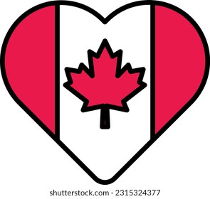 Ilustración vectorial de un icono cardíaco con la bandera de Canadá. Amor por Canadá y nacionalidad canadiense.