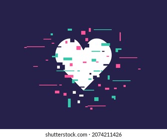 Vector illustration of heart icon with glitch effect
