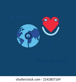 Vector illustration of heart icon, globe, stethoscope icon graphic. top view, perfect for background, wallpaper and celebrating world health day