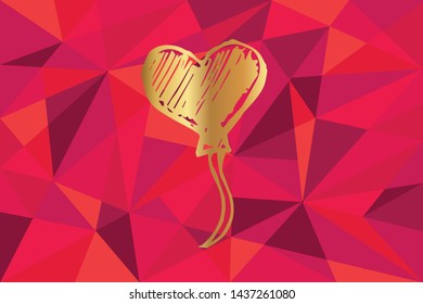 Vector Illustration of Heart Icon with Red Polygon and Geometric. Graphic Design for Template, Layout, Background, Poster and More.