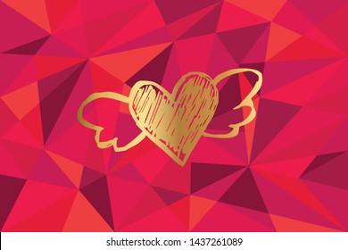 Vector Illustration of Heart Icon with Red Polygon and Geometric. Graphic Design for Template, Layout, Background, Poster and More.