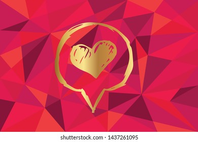 Vector Illustration of Heart Icon with Red Polygon and Geometric. Graphic Design for Template, Layout, Background, Poster and More.