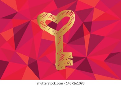 Vector Illustration of Heart Icon with Red Polygon and Geometric. Graphic Design for Template, Layout, Background, Poster and More.