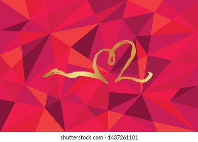 Vector Illustration of Heart Icon with Red Polygon and Geometric. Graphic Design for Template, Layout, Background, Poster and More.