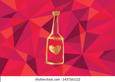 Vector Illustration of Heart Icon with Red Polygon and Geometric. Graphic Design for Template, Layout, Background, Poster and More.