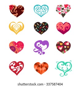 A vector illustration of heart icon sets