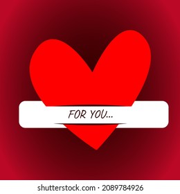 vector illustration of a heart inserted in paper with an inscription for you