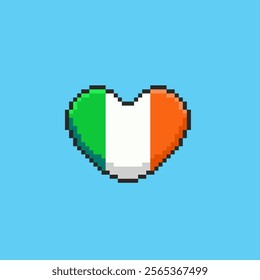 Vector Illustration of Heart Ireland Flag with Pixel Art Design, perfect for game assets themed designs