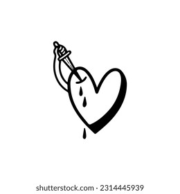 vector illustration of heart with knife concept