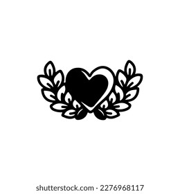 vector illustration of a heart with leaves