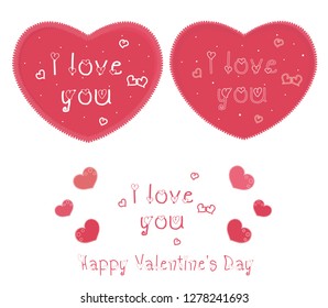Vector illustration, heart, lettering I love you, Happy Valentine's Day. Template cards, banners or poster for Valentine's Day. Vector design elements isolated on white-Vector