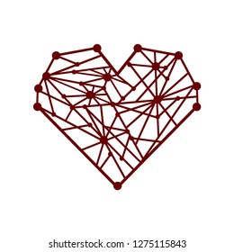  Vector illustration heart of the lines. Geometric heart for Valentines day postcards, medicals design and various designs.