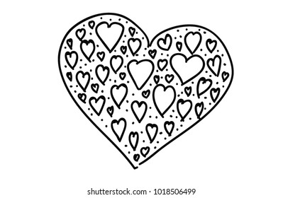 Vector illustration. Heart with little hearts.  St Valentine's Day.