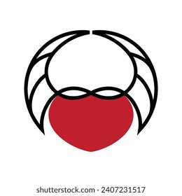 vector Illustration of a heart logo with wings on a white background