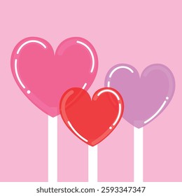 Vector illustration of heart lollipops