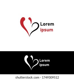 ilustración vectorial de un corazón, logotipo de amor en rojo y negro