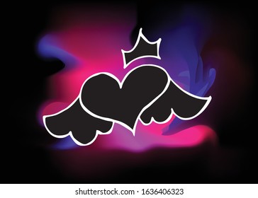 Vector Illustration of Heart Love Shape with Neon Background