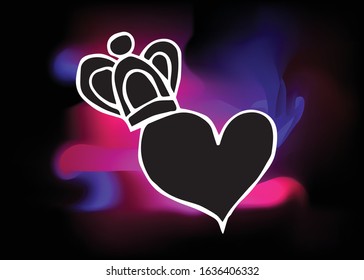 Vector Illustration of Heart Love Shape with Neon Background