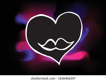 Vector Illustration of Heart Love Shape with Neon Background