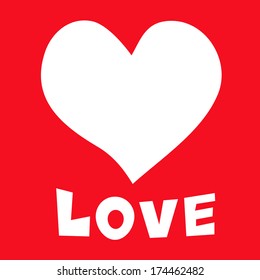 Vector illustration with heart and Love text. Happy Valentine's greeting card, invitation. EPS