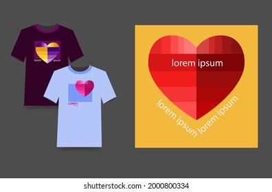 Vector illustration of a heart in low poly style can be used in clothing design and printing products. A symbol of love, mercy and kindness.