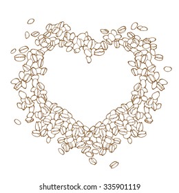 vector illustration of heart made from coffee beans