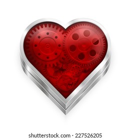 Vector Illustration of a heart made with gears.