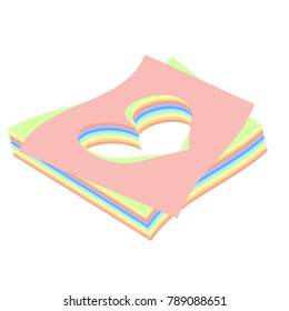 vector illustration of heart made of paper on white background