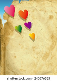 The vector illustration heart of an old paper