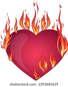 Vektorgrafik eines brennenden Herzens. Valentinstag.