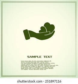 Vector illustration heart on hand, vector icon